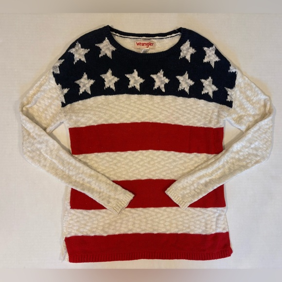Wrangler red white & blue striped pullover sweater with stars size medium - Picture 1 of 5